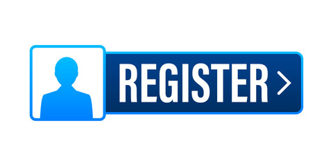 Aufkleber - blue banner register now. stock illustration