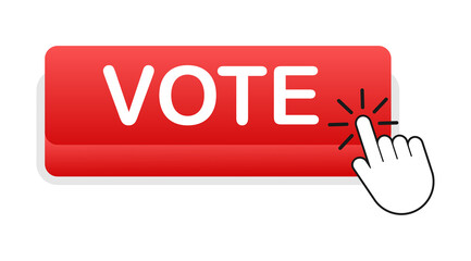 Poster - Vote button. Hand click icon. Finger click icon.  stock illustration
