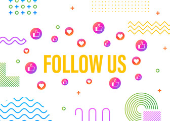 Aufkleber - Button Follow us on white background.  illustration.