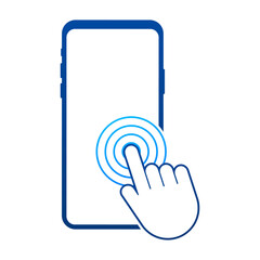 Poster - click smartphone. empty screen, phone mockup. device mockup. cursor icon . hand pointer stock illust