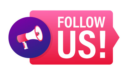 Aufkleber - Button Follow us on white background.  illustration.