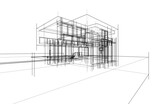 Fototapeta Paryż - sketch of modern house 3d illustration