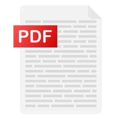 Poster - Download PDF button on laptop screen. Downloading document concept. File with PDF label and down arrow sign.  illustration.