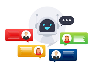 Wall Mural - Robot icon. Bot sign design. Chatbot symbol concept. Voice support service bot. Online support bot.  illustration.