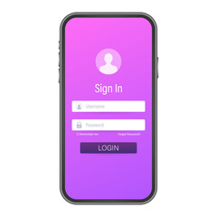 Poster - Clean Mobile UI Design Concept. Login Application with Password Form Window.  stock illustration.
