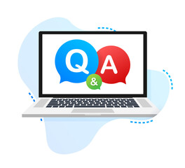 Sticker - Question and Answer Bubble Chat on white background.  stock illustration