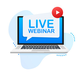 Wall Mural - live webinar button, icon, emblem label illustration