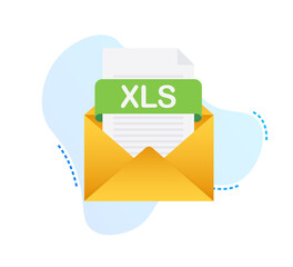 Leinwandbilder - Download XLS button on laptop screen. Downloading document concept. File with XLS label and down arrow sign.  illustration