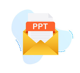 Leinwandbilder - Download PPT button. Downloading document concept. File with PPT label and down arrow sign.  illustration.