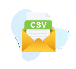 Canvas Print - Download CSV button on laptop screen. Downloading document concept. File with CSV label and down arrow sign.  illustration