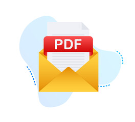Leinwandbilder - Download PDF button on laptop screen. Downloading document concept. File with PDF label and down arrow sign.  illustration