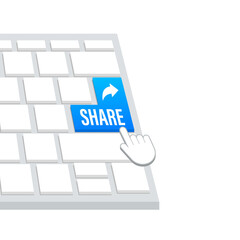 Aufkleber - Share button in flat style on blue background. Social media.  stock illustration.