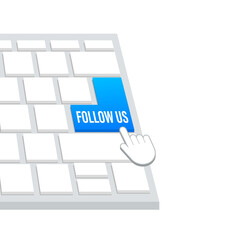 Aufkleber - Follow us button on keyboard. Hand click icon. Finger click icon.  stock illustration.