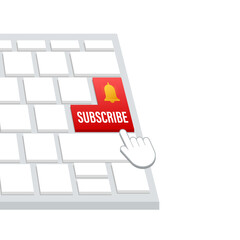 Sticker - Subscribe with cursor button on keaboard. Internet icon. Pointer click icon.  stock illustration.