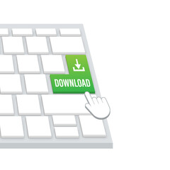Leinwandbilder - Download file button on keaboard. Document downloading concept. Trendy flat design graphic with long shadow.  illustration.