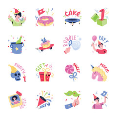 Poster - Bundle of Birthday Celebrations Flat Stickers 
