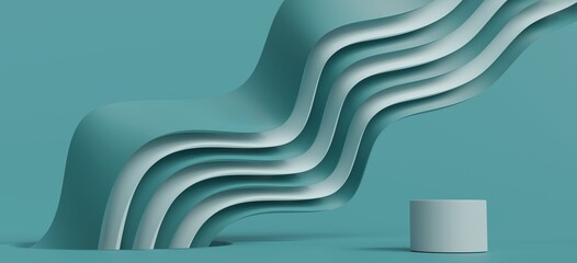 Aufkleber -  3d render Mock up podium for product presentation, blue background blue pastel. Stand  in cloud product platform display to show cosmetic products. Stand showcase on pedestal display blue studio