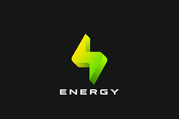 Poster - Flash Lightning Logo Green Energy Power Electric Bolt Design Vector Template.