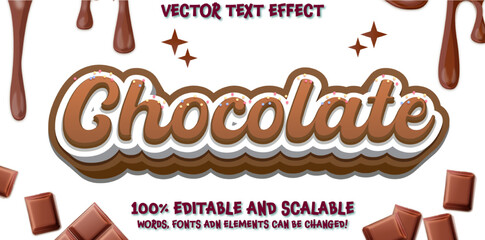 Wall Mural - Chocolate text, Editable text effect chocolate 3d effect font style concept 