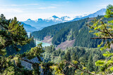 Fototapeta  - View on British Columbia mountains and lake from Brandywine Falls viewpoint