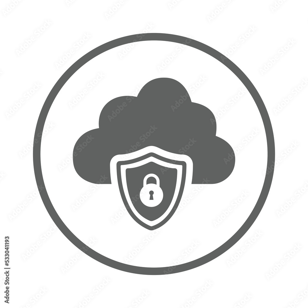 Cloud, protection, privacy, safety, security icon. Gray vector sketch.
