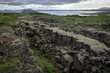 Rift in lava rock formations near Thingvellir National Park in Iceland