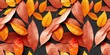 A collection of autumn leaves with fall colors, orange, red, and yellow. This is a repeating pattern that can be tiled seamlessly with no border
