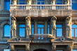 Architecture of St. Petersburg, Atlantes and caryatids on the facade of a historic building on the Kutuzov Embankment