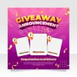 Giveaway winner announcement social media post banner template