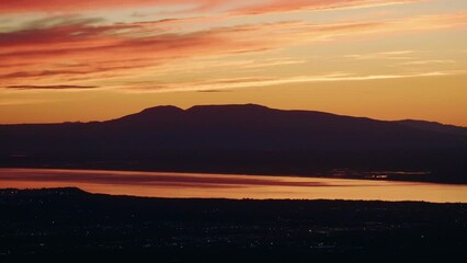Wall Mural - zoom out on anchorage, alaska sunset