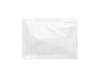 Blank sachet with wet wipe on white background, top view. Space for design