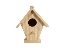 Small Wood Birdhouse Isolated.