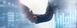 © tippapatt - Business agreement concept. Businessmen partner handshaking with financial graph growth chart and sales report. Business success, target, plan, strategy and solution, finance and investment