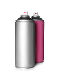 Fototapeta Młodzieżowe - Colorful cans of spray paints on white background