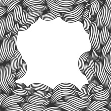 Black White Decorative Doodles Wave. - Vector.