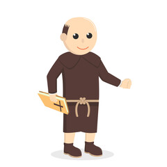 christian monk holding bible design character on white background