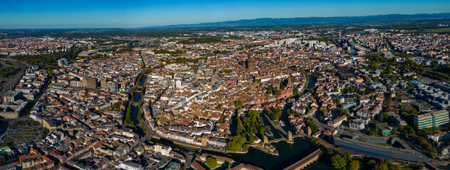 Wall Mural - Aerial view of the city Strasbourg in France