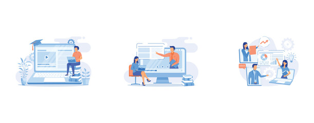 Poster - online education platform abstract concept, online workshop abstract concept, online tech talks abst