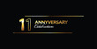 11 Year Anniversary celebration Vector Design. 11th Anniversary celebration. Gold Luxury Banner of 11th Anniversary celebration. eleventh celebration card. Vector anniversary
