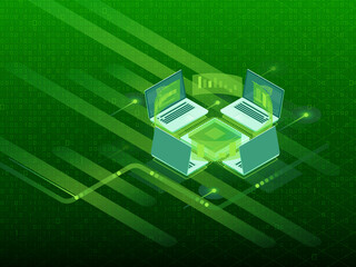 Poster - 2d illustration Abstract futuristic electronic circuit technology background