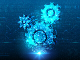 Poster - 2d illustration Abstract futuristic electronic circuit technology background