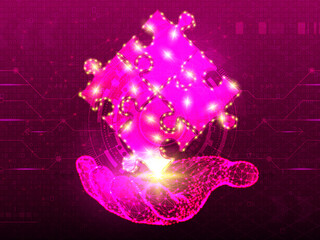 Poster - 2d illustration Abstract futuristic electronic circuit technology background
