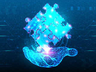 Poster - 2d illustration Abstract futuristic electronic circuit technology background