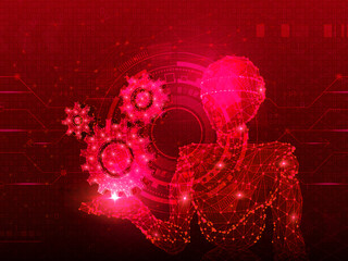 Poster - 2d illustration Abstract futuristic electronic circuit technology background