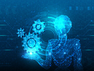 Poster - 2d illustration Abstract futuristic electronic circuit technology background