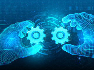 Poster - 2d illustration Abstract futuristic electronic circuit technology background