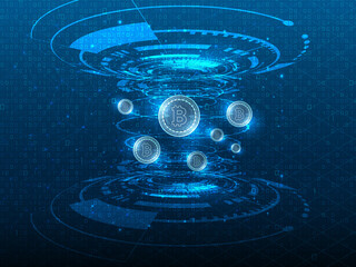 Poster - 2d illustration Abstract futuristic electronic circuit technology background