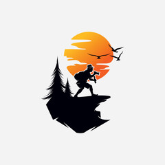 Male adventure photographer with moon logo design