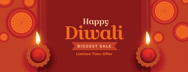 biggest sale banner for festival of lights diwali celebration