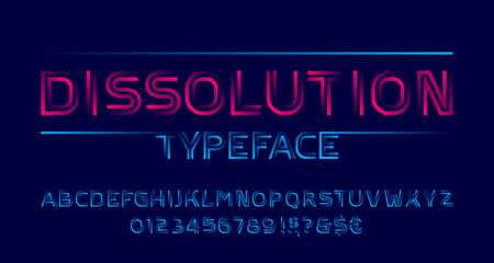 Poster - Dissolution alphabet font. Letters and numbers with transparency elements. Stock vector typeface for your typography design.